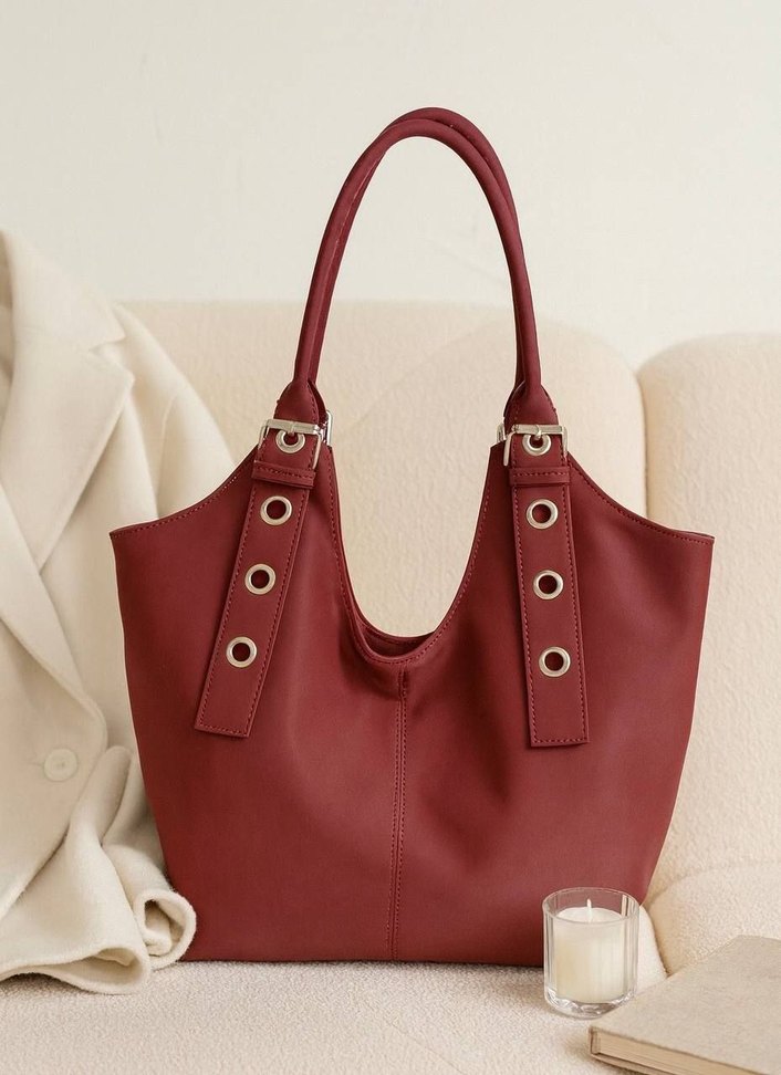 Kemer Detaylı Kadın Deri Omuz Çantası - Görsel 3