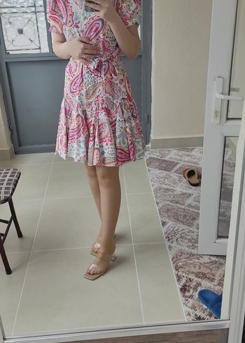 Pembe Bohem Mini Elbise