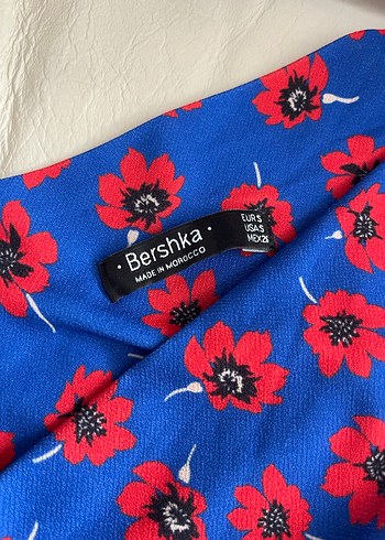 Renkli Desenli Drapeli Mavi Kadın body - Görsel 4