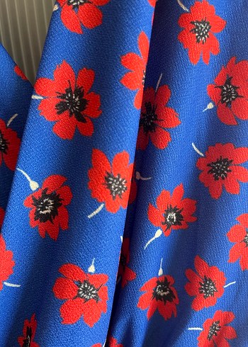 Renkli Desenli Drapeli Mavi Kadın body - Görsel 5