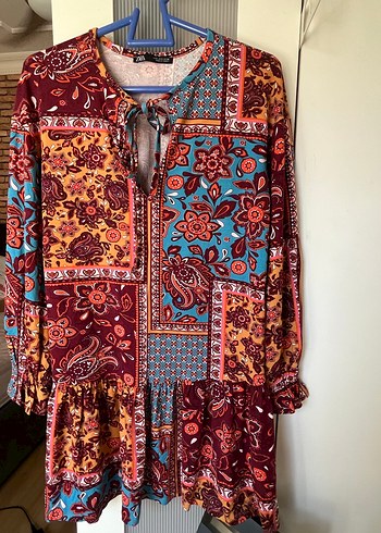 Bohem Çok Renkli Uzun Kollu elbise - Görsel 2