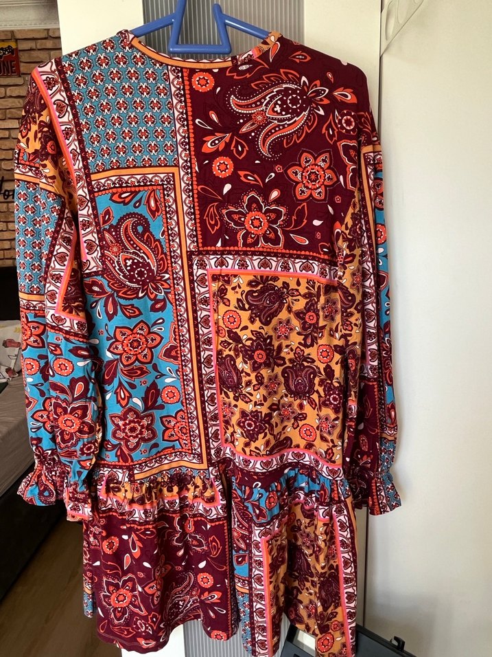 Bohem Çok Renkli Uzun Kollu elbise - Görsel 3