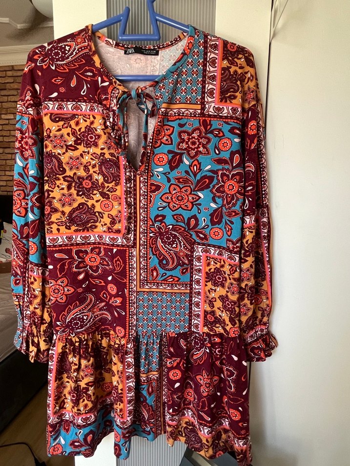 Bohem Çok Renkli Uzun Kollu elbise - Görsel 2