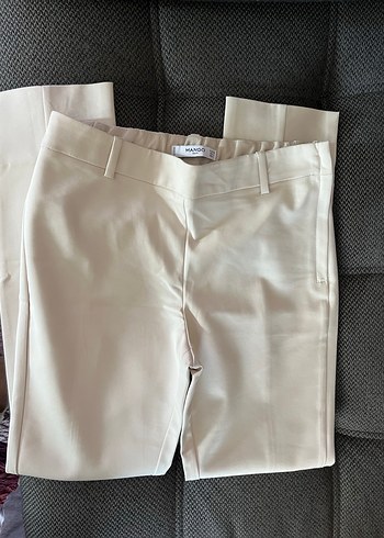 Kadın krem likralı Kumaş Ofis Pantolonu - Görsel 2