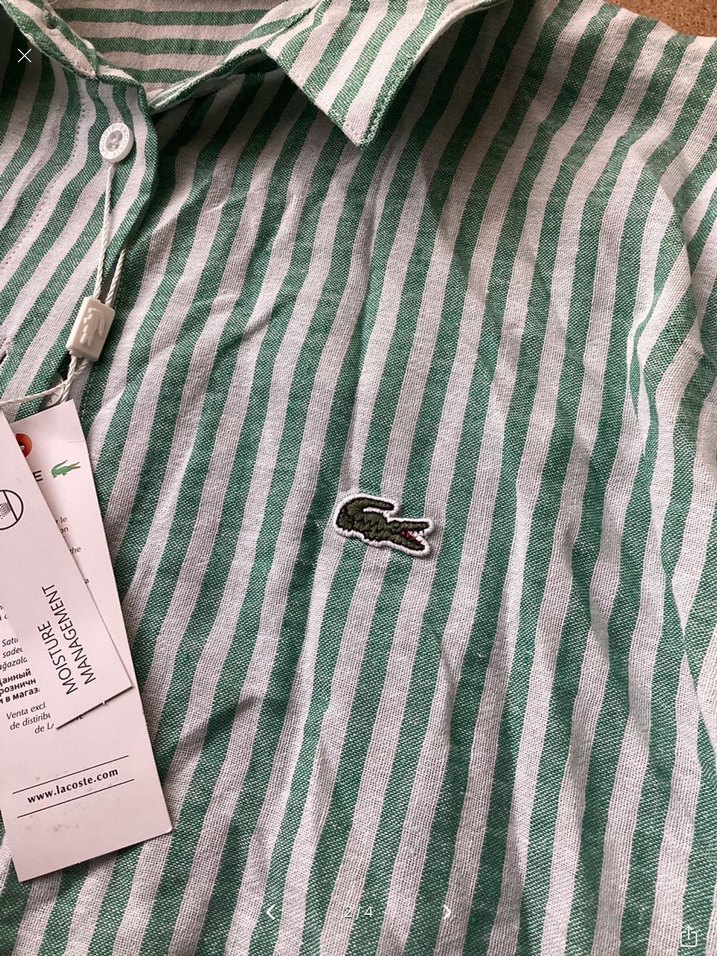 Lacoste Yeşil Çizgili Kadın Gömlek - Görsel 3