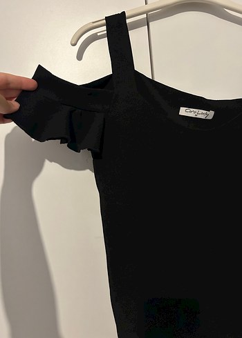 Diğer Siyah Mini Kadın Bluz Ruffled Detaylı