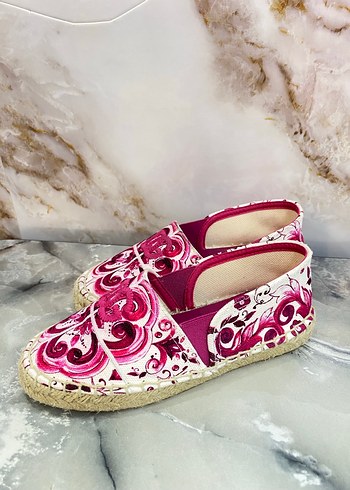 Dolce & Gabbana Nakışlı, Boncuklu Pembe Dolgu Topuklu Kadın Babet