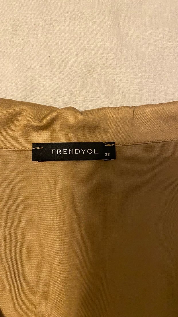 Bej Düğmeli Kadın Saten Gömlek - Görsel 2