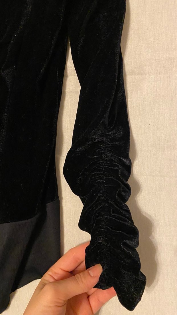 Drapeli Yaka ve Uzun Kollu Siyah Kadın Elbise - Görsel 2