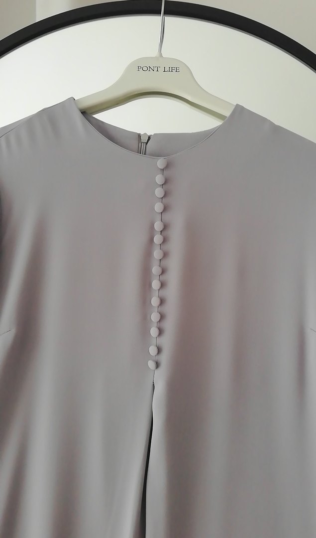 Gri Midi Salaş Saten Tunik - Görsel 2