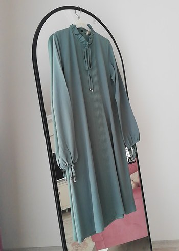 Gri Uzun Piliseli Bohem çağla yeşili Tunik - Görsel 3