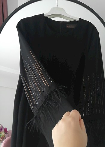 Taş ve tüy Detaylı Siyah Uzun Kollu Tunik - Görsel 4