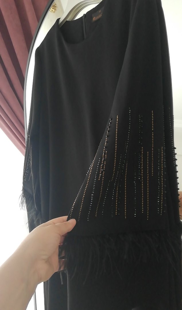 Taş ve tüy Detaylı Siyah Uzun Kollu Tunik - Görsel 3