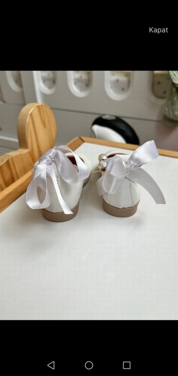 İnci Detaylı Beyaz Kız Çocuk Babet - Görsel 3