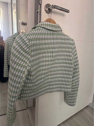 Yeşil kısa Blazer çeket - Görsel 4