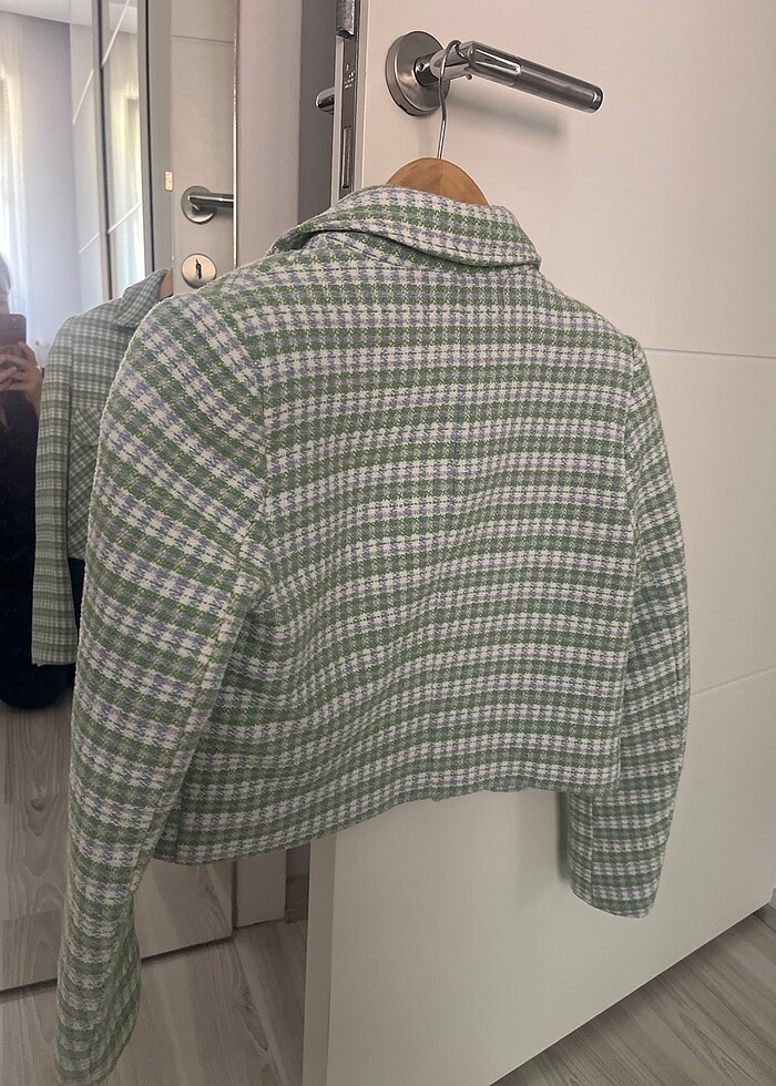 Yeşil kısa Blazer çeket - Görsel 4