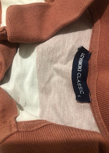 Kahverengi Beyaz Çizgili Pamuklu Polo Tişört - Görsel 2