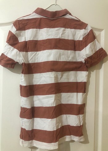 Kahverengi Beyaz Çizgili Pamuklu Polo Tişört - Görsel 3