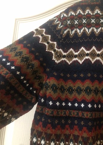 Bohem Çok Renkli Desenli Triko erkek Kazak - Görsel 4
