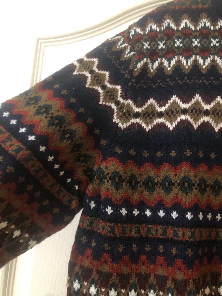 Bohem Çok Renkli Desenli Triko erkek Kazak - Görsel 4