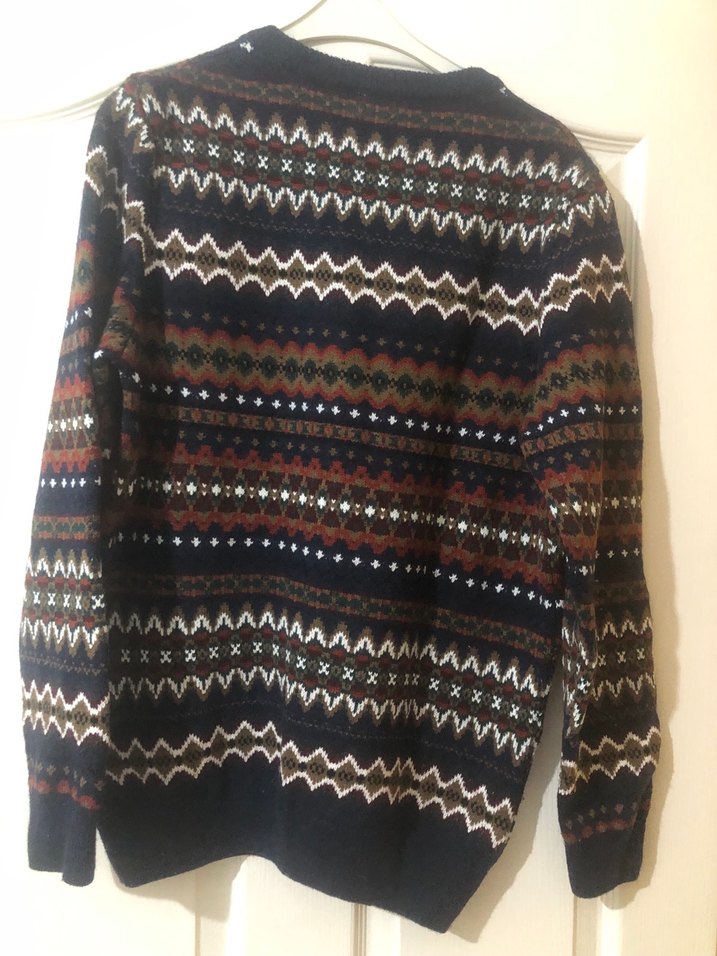 Bohem Çok Renkli Desenli Triko erkek Kazak - Görsel 3