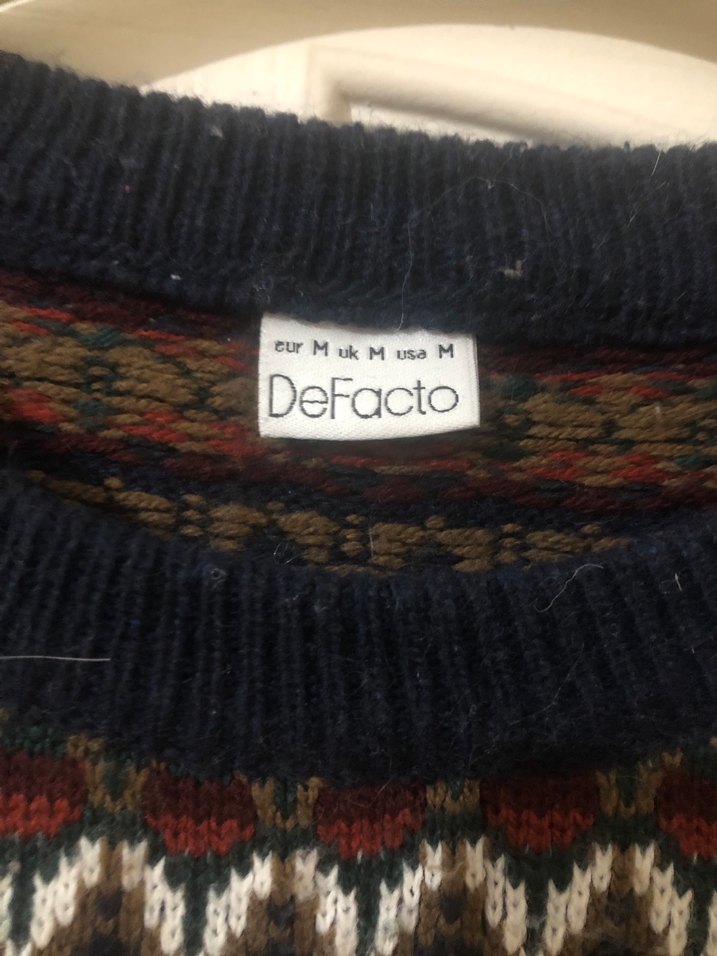 Bohem Çok Renkli Desenli Triko erkek Kazak - Görsel 2