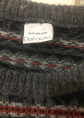 Gri Desenli Erkek Yün Kazak - Görsel 2