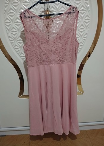 Pembe Dantel Midi Elbise - Görsel 3