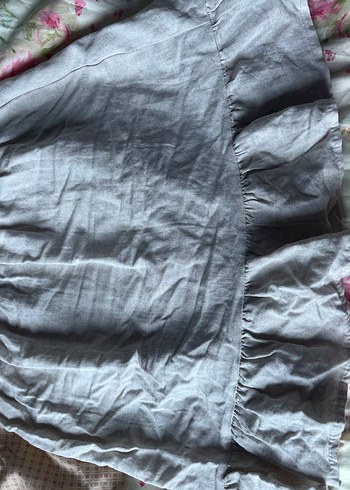 Gri Keten Etek Fırfırlı Bohem - Görsel 2