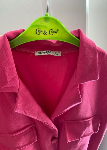 Düğmeli Pembe Kadın Tulum - Görsel 8