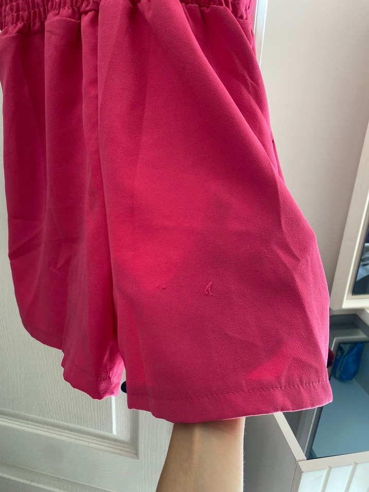 Düğmeli Pembe Kadın Tulum - Görsel 3