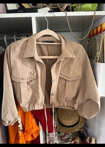 Bej Düğmeli Keten Kadın Ceket - Görsel 3