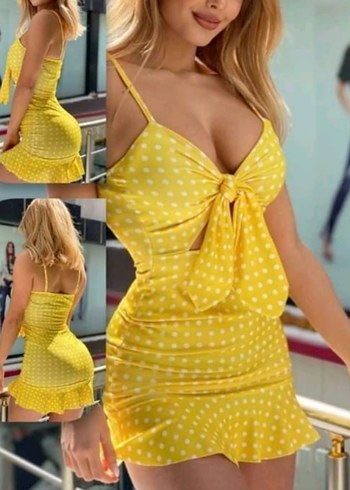 Sarı cıvıl cıvıl elbise - Görsel 2