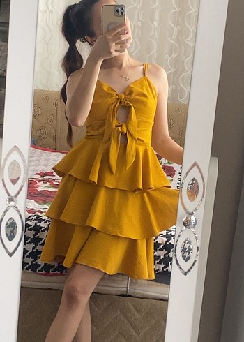 Sarı Fırfırlı elbise