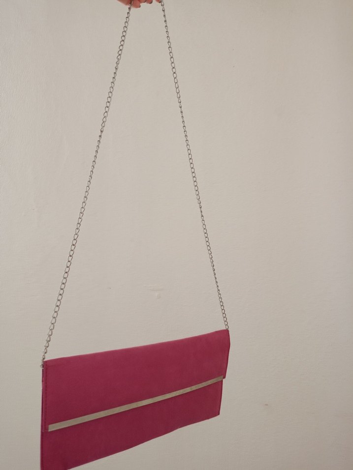 Zincir Detaylı Koyu Pembe Minimalist Kadın Çanta - Görsel 3