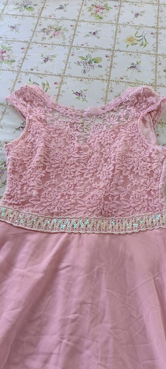 Pudra Dantel Detaylı Uzun Nişan Elbisesi - Görsel 2