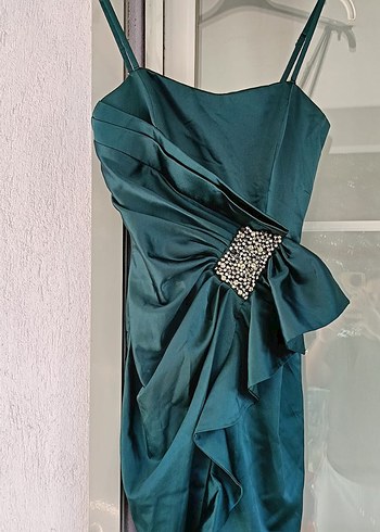 İnce Askılı Drapeli Abiye Elbise - Görsel 2