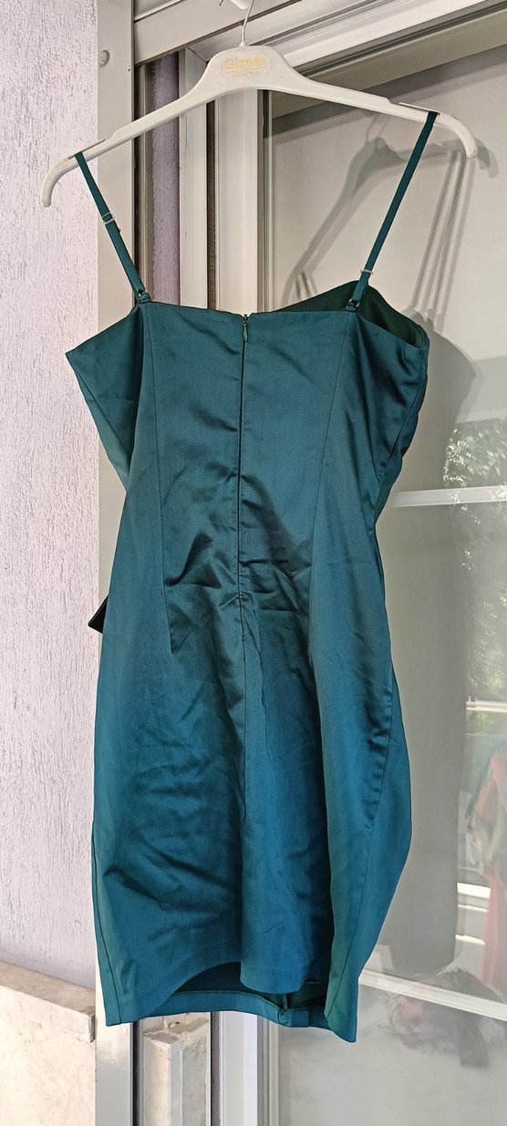 İnce Askılı Drapeli Abiye Elbise - Görsel 3