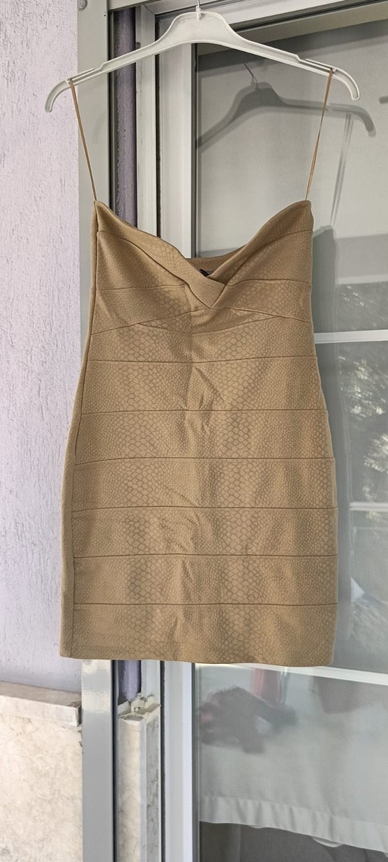 Straplez Pilili Mini Elbise - Görsel 2