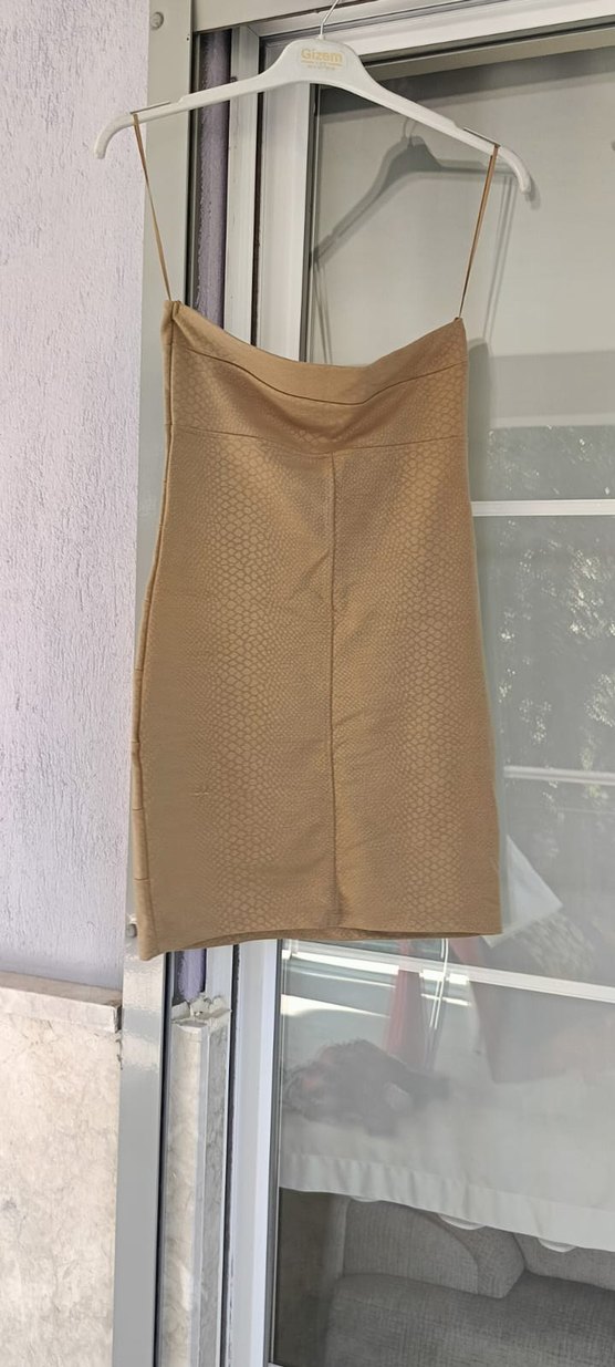 Straplez Pilili Mini Elbise - Görsel 3