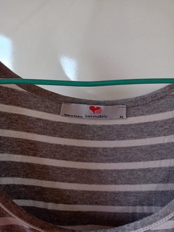 Gri Çizgili Hamile Elbisesi - Görsel 3