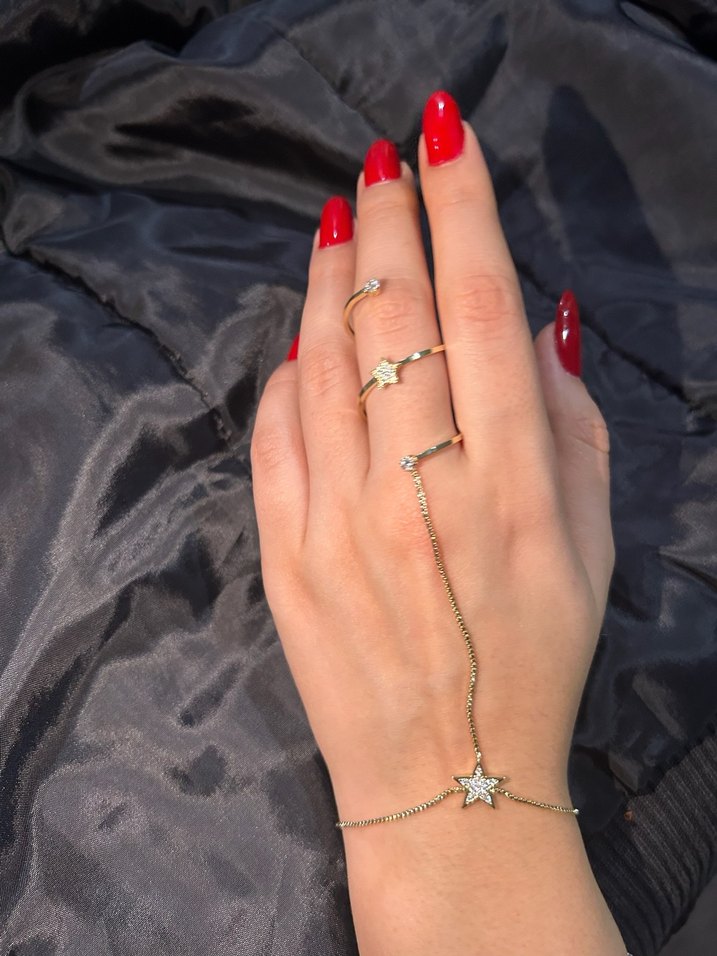 Yılan Desenli Zincir Detaylı Altın Renkli El Zinciri - Görsel 3