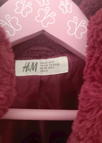 4 Yaş Beden bordo Renk Bordo Kürk Detaylı Kız Çocuk Mont H&M