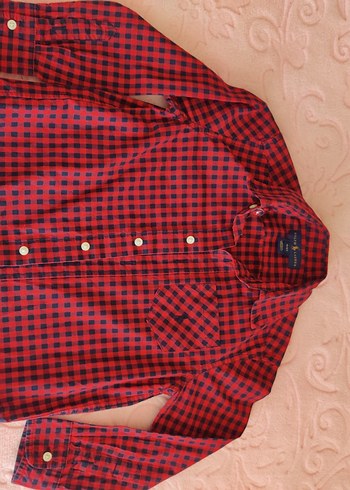 Kareli Kırmızı kiz gömlek - Görsel 2