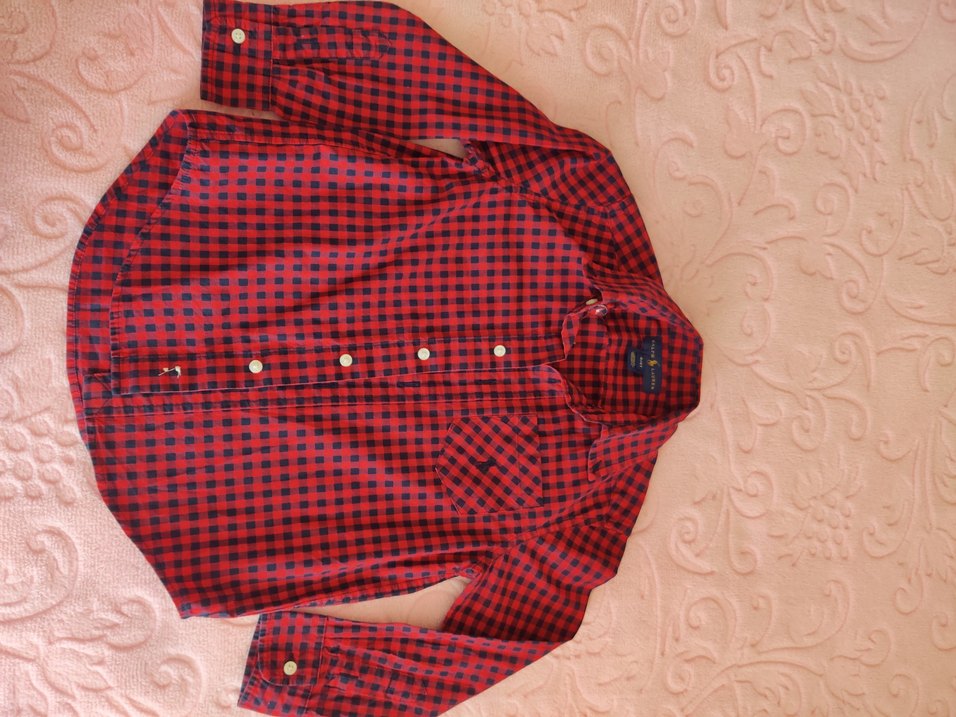 Kareli Kırmızı kiz gömlek - Görsel 2