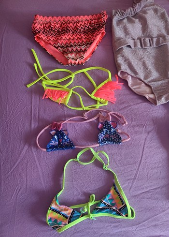 Çok Renkli Kız Çocuk Mayo ve Bikini Seti - Görsel 4