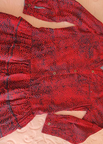 Kırmızı kiz cocuk elbisesi - Görsel 3