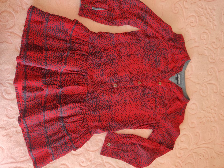 Kırmızı kiz cocuk elbisesi - Görsel 3