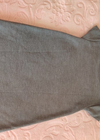 Kız Çocuk Gri Kısa Kollu Triko Tişört - Görsel 3