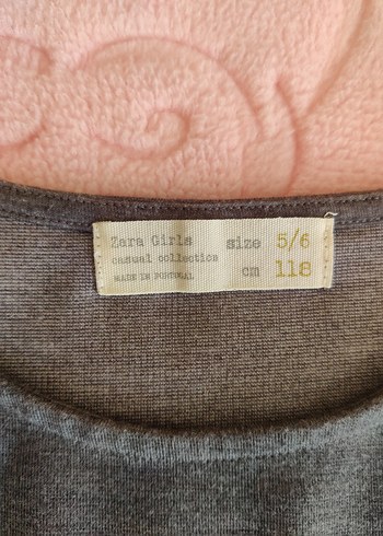 Kız Çocuk Gri Kısa Kollu Triko Tişört - Görsel 4